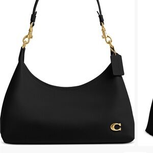 Coach Elegant Black Shoulder Bag with Gold Details